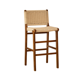 绳编高脚凳中古吧台椅民宿餐椅咖啡厅酒吧靠背高椅子岛台高脚椅
