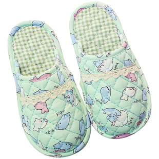 儿童包头布底拖鞋木地板静音室内软底秋冬男女小孩可机洗棉家居家