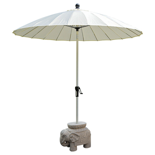 汉韵堂庭院花园遮阳伞新中式露台顶楼户外雨晴两用圆形白色太阳伞