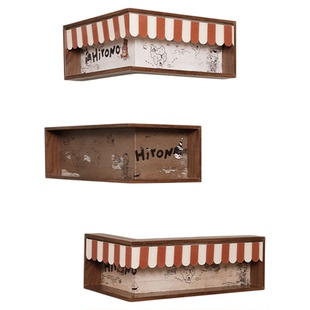 防尘手办收纳盒展示架上墙免打孔中古风泡泡小野盲盒转角置物架子