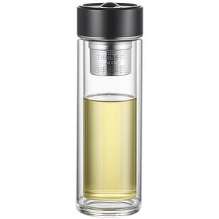 捷安玺磁吸茶水分离杯新款男生女士办公室双层玻璃水杯磁弹泡茶杯