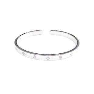 香港正生纯银S999纯银手镯女四叶草幸运足银手镯银手饰送女友礼物