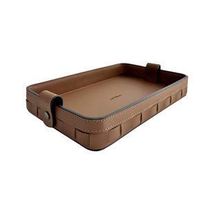 如是收纳盘双面超厚马鞍皮手工编织托盘桌面收纳整理私宅会所酒店