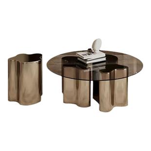 小户型钢化玻璃茶几客厅2024新款轻奢高级感异形组合设计师款茶几