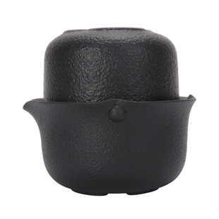 万仟堂快客杯一壶一杯陶瓷便携旅行茶具粗陶单人茶杯灵芝呈祥04