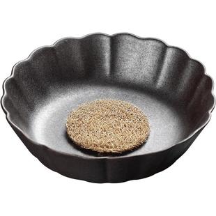 颜堂陶制铁釉花菱壶承干泡茶盘茶托壶托铁锈红釉干泡盘养壶盘