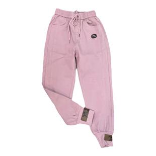 2024欧货春款遮肉米白色水洗棉休闲女裤高腰时尚宽松束脚哈伦裤女