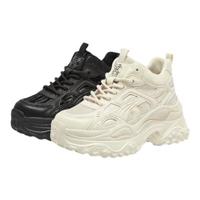 百思图冬商场新款休闲运动厚底增高加绒老爹鞋小个子女B7195DM4