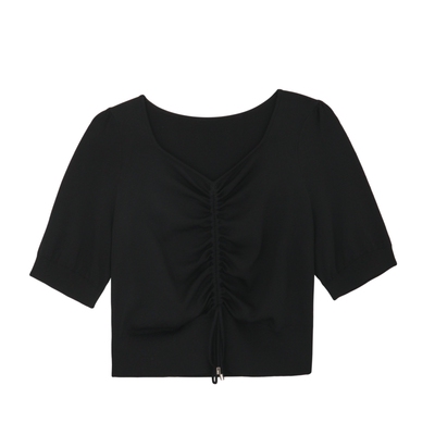 MSLAN春夏抽褶紧身设计感套衫