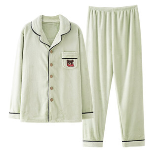 儿童睡衣父子秋冬季款法兰绒加厚男童家居服亲子装卡通珊瑚绒套装