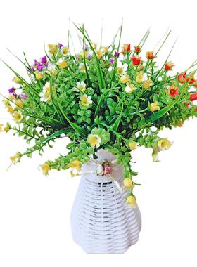 单支假花仿真花束塑料花小束把花玫瑰绢布花干花家居摆设田园装饰