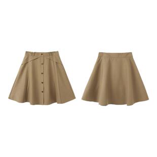 PIT复古设计感过膝小个子高腰显瘦伞裙子女百褶半身裙春季新装