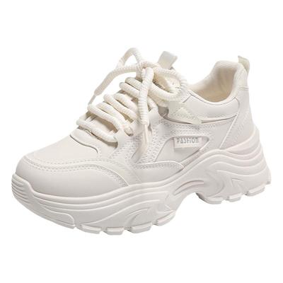 加绒34小码厚底老爹鞋女爆款秋冬季2025新款皮面防水运动休闲棉鞋