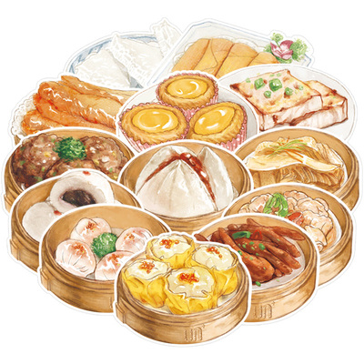 粤式早茶13张套装水彩手绘点心