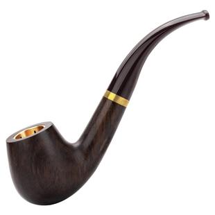 RLAK实木手工烟斗男士老式烟丝专用进口石楠木旱烟斗过滤铜锅三用