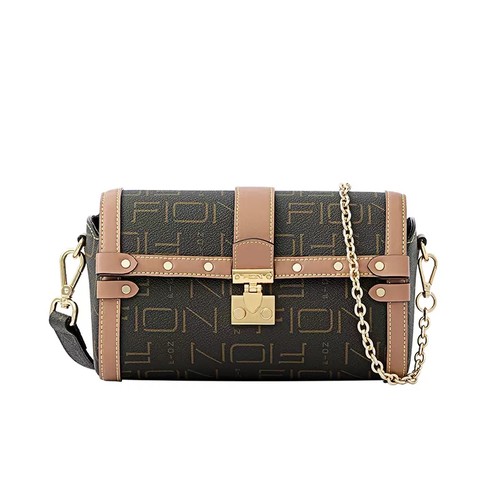 Fion/菲安妮波士顿包小圆包锁扣女包包 轻奢斜挎单肩包FAAFIUB013