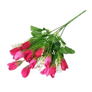 单支假花仿真花束塑料花小把束花玫瑰绢布花干花家居摆设田园装饰
