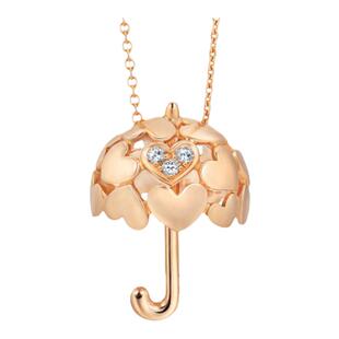 周生生PROMESSA18K金爱情密语心形雨伞钻石项链90389U