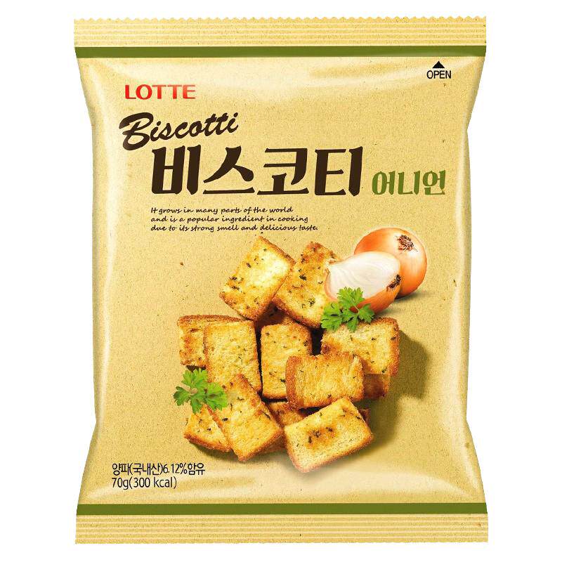 韩国进口乐天烤面包片70g蒜香披萨葱香黄油奶油面包干休闲零食