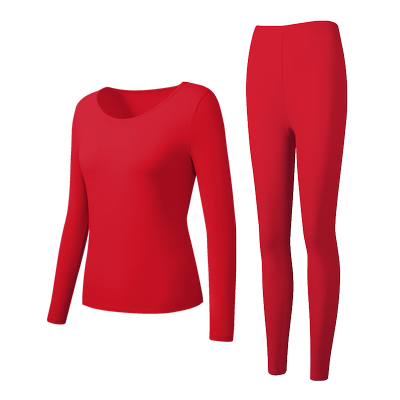 新一步大红色秋衣女套装