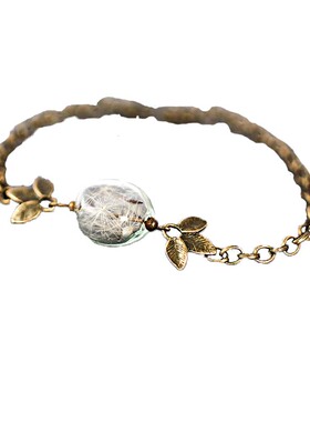 手链青铜蒲公英复古吹制玻璃