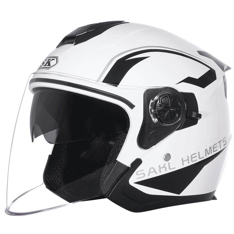 飒克摩托车头盔3c认证半盔冬季男女士四季通用双镜片电动车安全帽