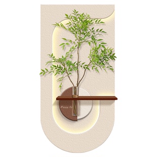 水培绿植玄关装饰画入户高级感奶油风走廊过道挂画2025新款灯光画