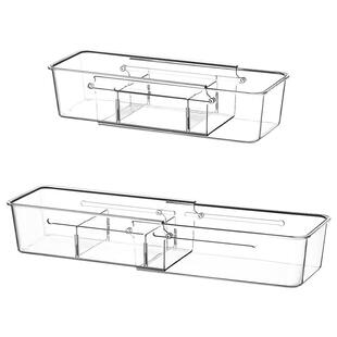 伸缩收纳盒亚克力带隔板杂物分类整理神器桌面化妆品置物架透明盒