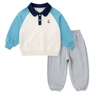 嘟嘟家男童套装春新款学院风宝宝两件套春秋运动卫裤儿童卫衣裤子