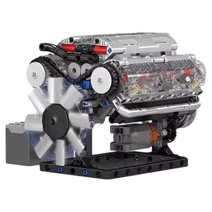 宇星模王V型8缸发动机齿轮变速箱引擎模型电机动力组玩具男生礼物