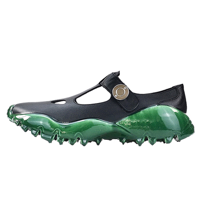 jiniwu吾倪季绿色溶解镂空皮凉鞋