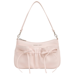 CHARLES&KEITH26秋季新款CK2-20151673褶皱蝴蝶结芭蕾腋下斜挎包