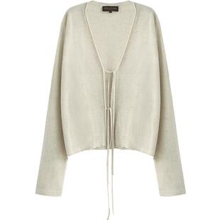 COCOBELLA莱赛尔气质针织衫女系带通勤外套纸片人开衫MZ3169