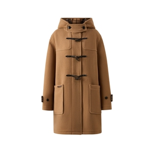 【美丽诺羊毛】ELand衣恋毛呢外套女牛角扣加厚羊毛大衣2025冬新