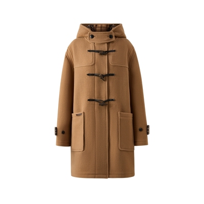 ELAND毛呢外套单排扣连帽含羊毛