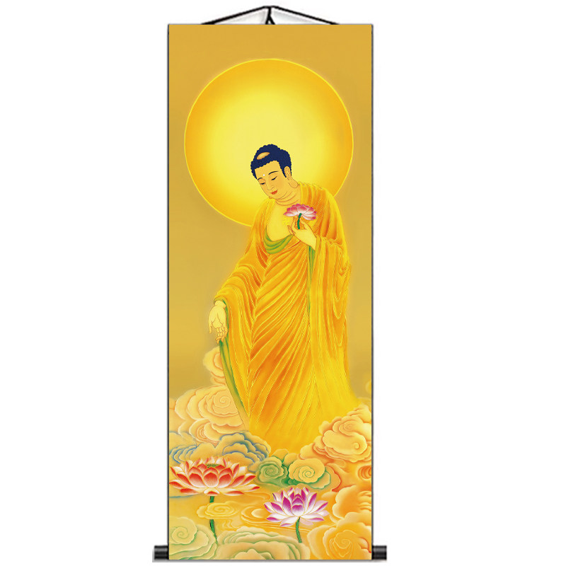 阿弥陀佛观音菩萨佛堂卷轴画画芯