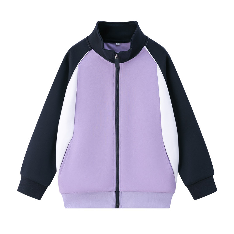柒福校服同款棒球服中小学生春秋英伦风藏青色儿童运动高中生外套