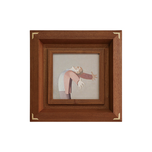 空合 中古抽象艺术客厅装饰画实木框挂画组合 玄关卧室书房装饰品