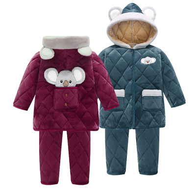 儿童加厚睡衣冬季男加长款夹棉