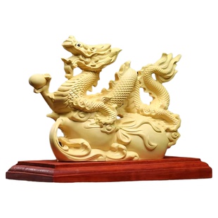 龙摆件木质小号中国龙创意家居饰品实木雕刻玄关装饰黄杨木龙木制