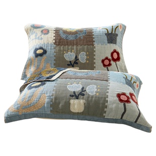 无印良品纯棉纱布枕巾100全棉一对加厚四季款 卡通提花单人枕头巾