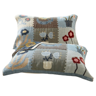 无印良品纯棉四层纱布枕巾一对装