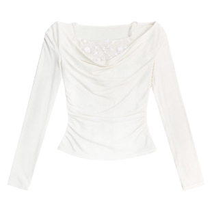 【2/24new】易碎商店·书卷旧梦 慵懒风荡领打底衫纯欲假两件上衣