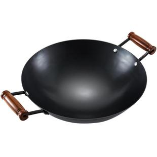 正品章丘老式家用铁锅炒菜锅双耳圆底不沾锅官方旗舰纯手工炒锅