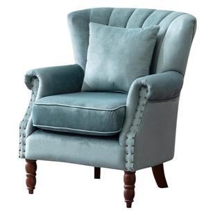 美式布艺单人家用沙发欧式简约复古老虎椅皮艺小户型阳台懒人沙发