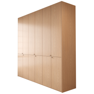 定制全实木原木色简约风一柜到顶新款主卧室分段式二四六门衣柜