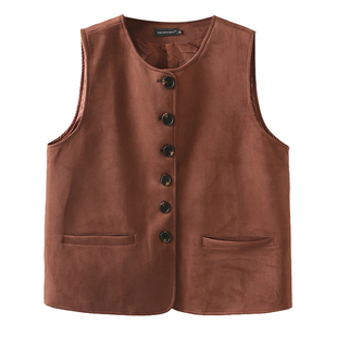 翠袖大码女装胖mm仿鹿皮绒马甲女时髦洋气2026新款春季背心外套潮