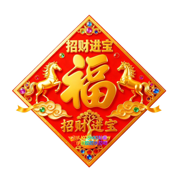 菱形福字招财进宝福字墙贴