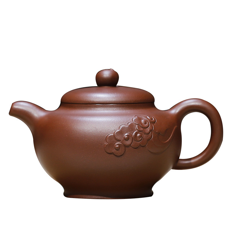 手工制作祥云贴绘原矿底槽清茶具