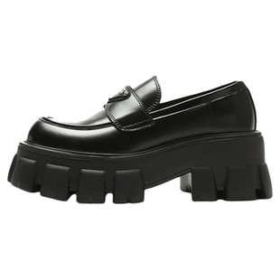 小羊轻奢三角标厚底乐福鞋女2025春秋新款真皮复古软皮英伦小皮鞋